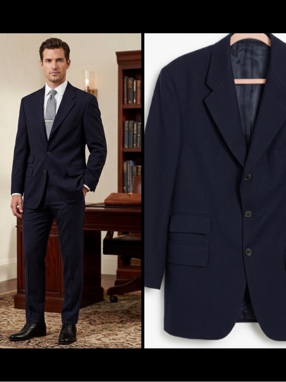 Ralph Ralph Lauren Pure New Wool Classic Navy Single Breasted Office Blazer 40R